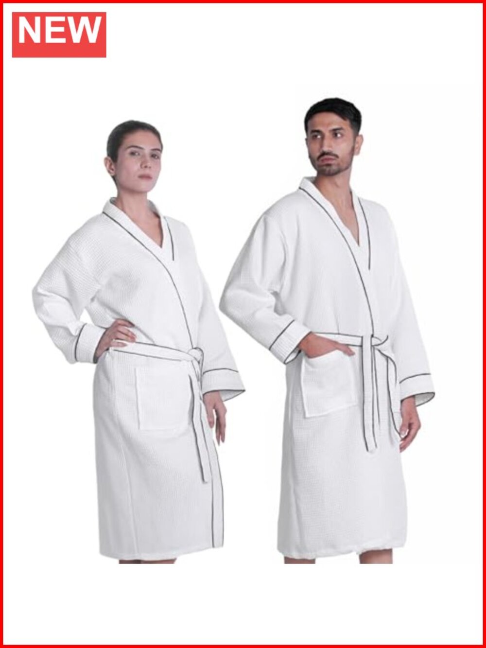 Looperry Waffle Bathrobe Organic Cotton Poly Blend Lightweight Unisex Robe